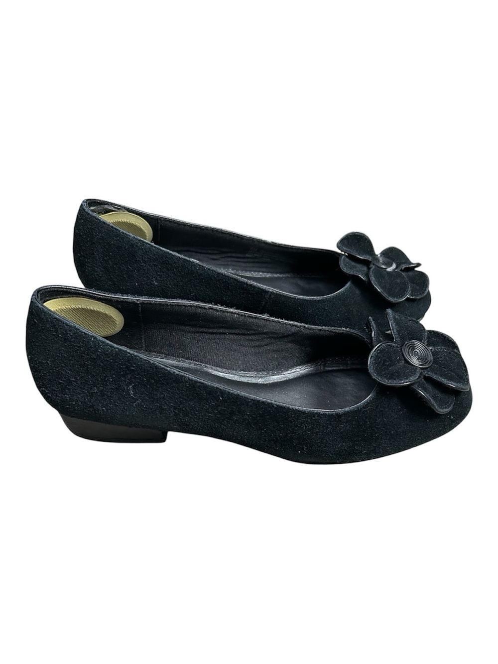 Life Stride Black Suede Floral Ballet Flats - Women